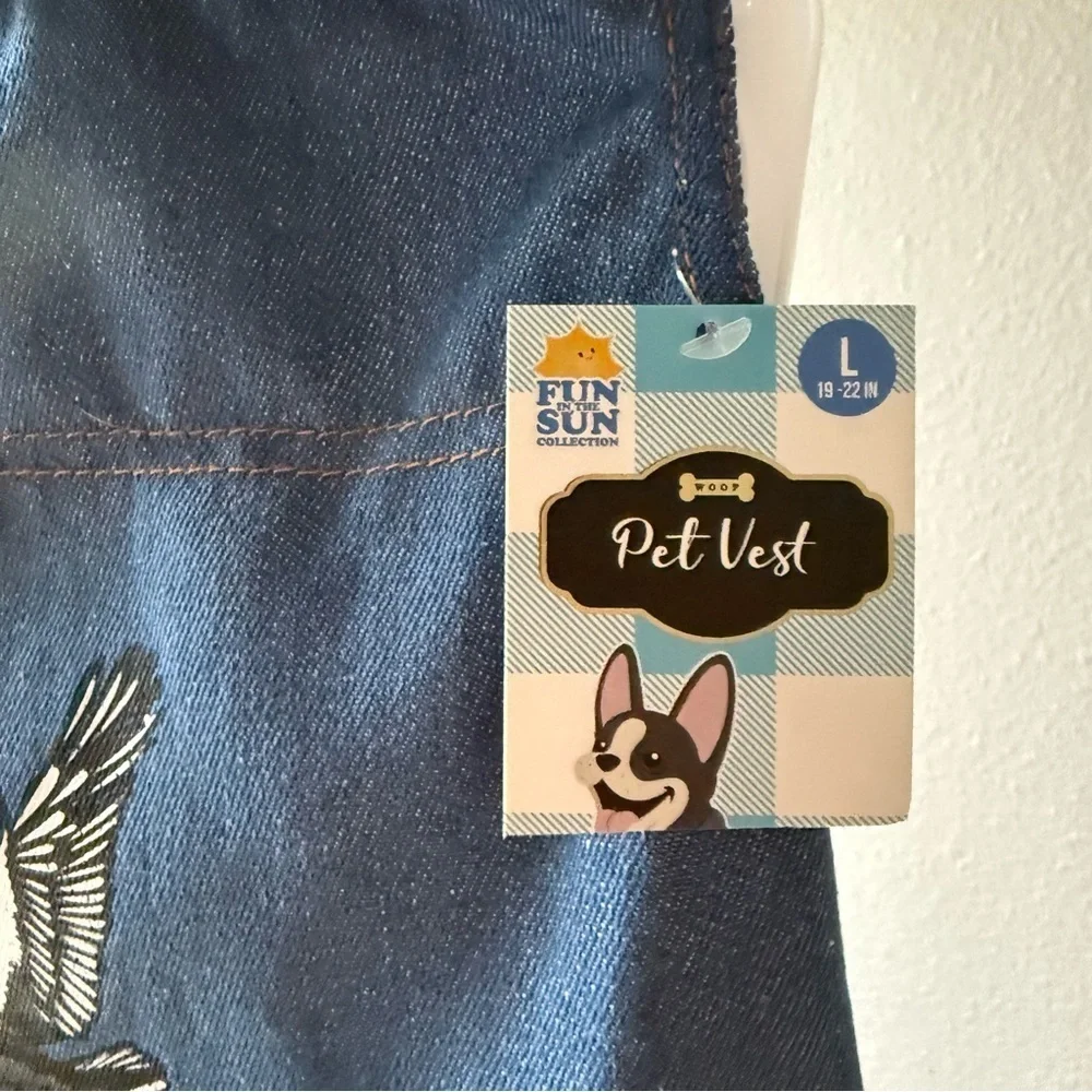 NWT Woof Denim Freedom pet vest size large